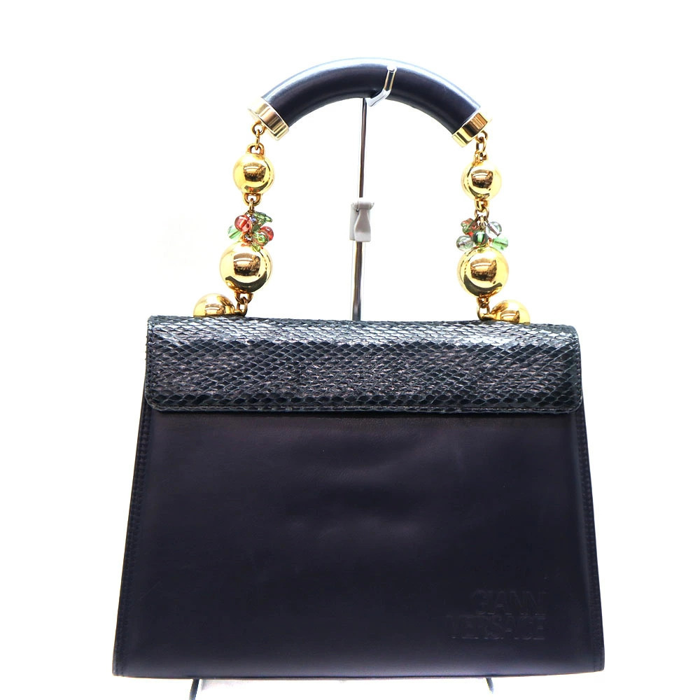 Versace handbag leather Navy Blue